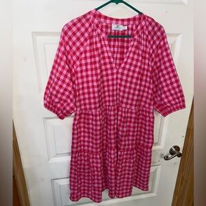 Vineyard Vines Pink and red Checkered Gingham Dress